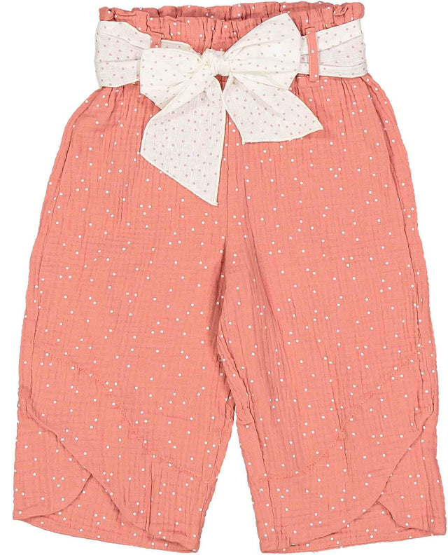 pantalone pois corallo bambina - Kid's Company - abbigliamento bimbi