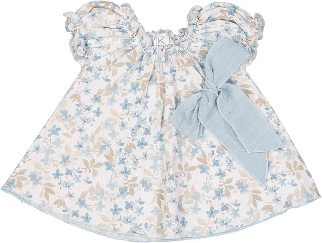 abito con arricciatura fiori turchese neonata e baby - Kid's Company - abbigliamento 0 16