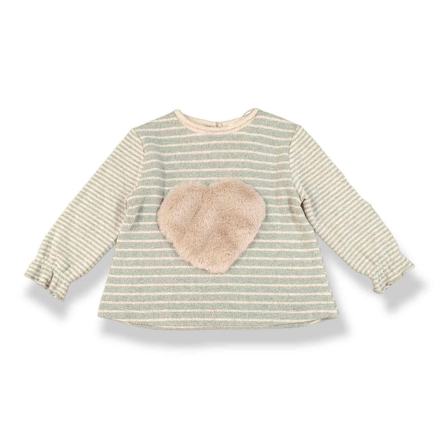 maglia rigata rosa con applicazione in pelliccia neonata e baby - Kid's Company - abbigliamento bimbi