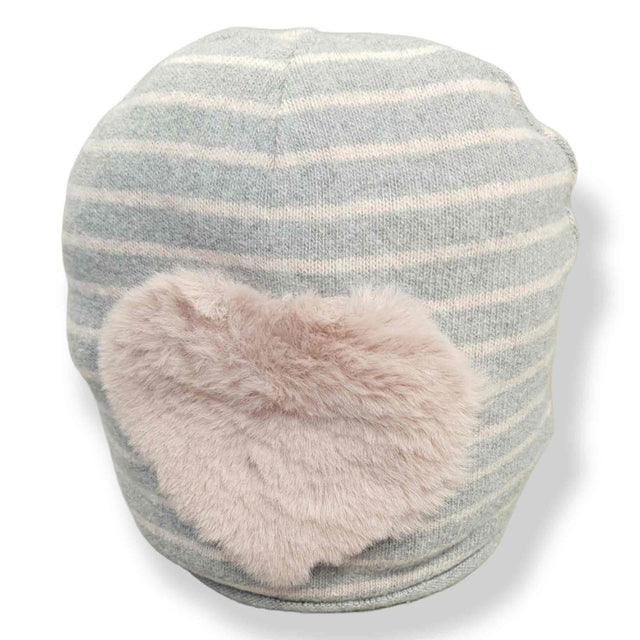 cappello rigato rosa applicazione in pelliccia neonata e baby - Kid's Company - baby clothes