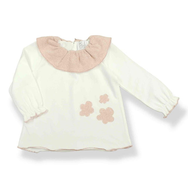 t.shirt con colletto e fiori applicati neonata e baby - Kid's Company - abbigliamento bimbi
