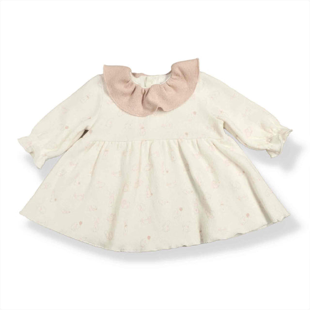 abito in caldo cotone stampato con colletto neonata e baby - Kid's Company - childrens clothes